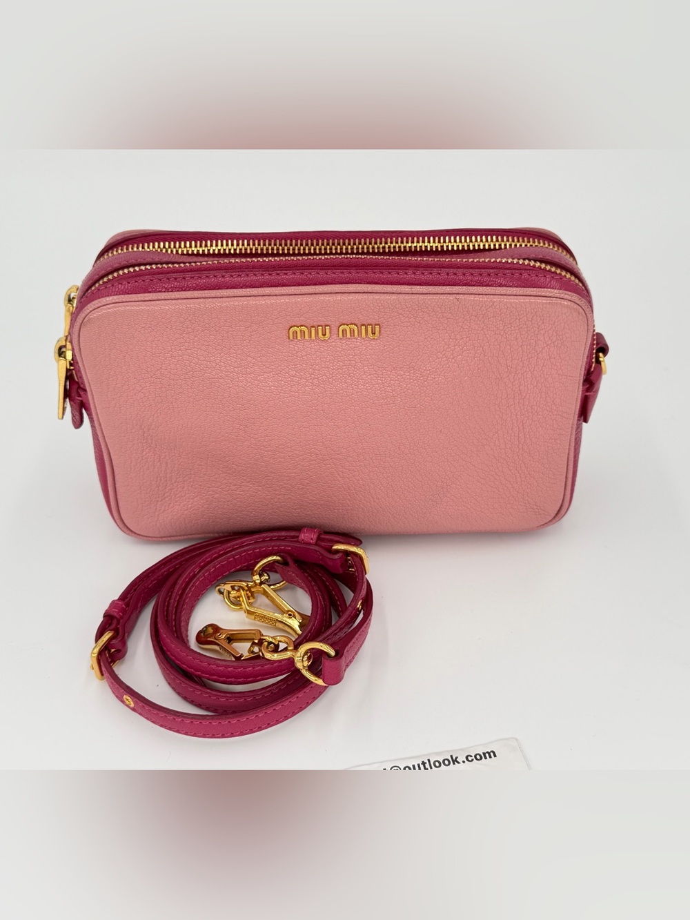 Miu Miu Bi Color Pink Crossbody Camera Bag w/Authenticate First COA Great Cond.